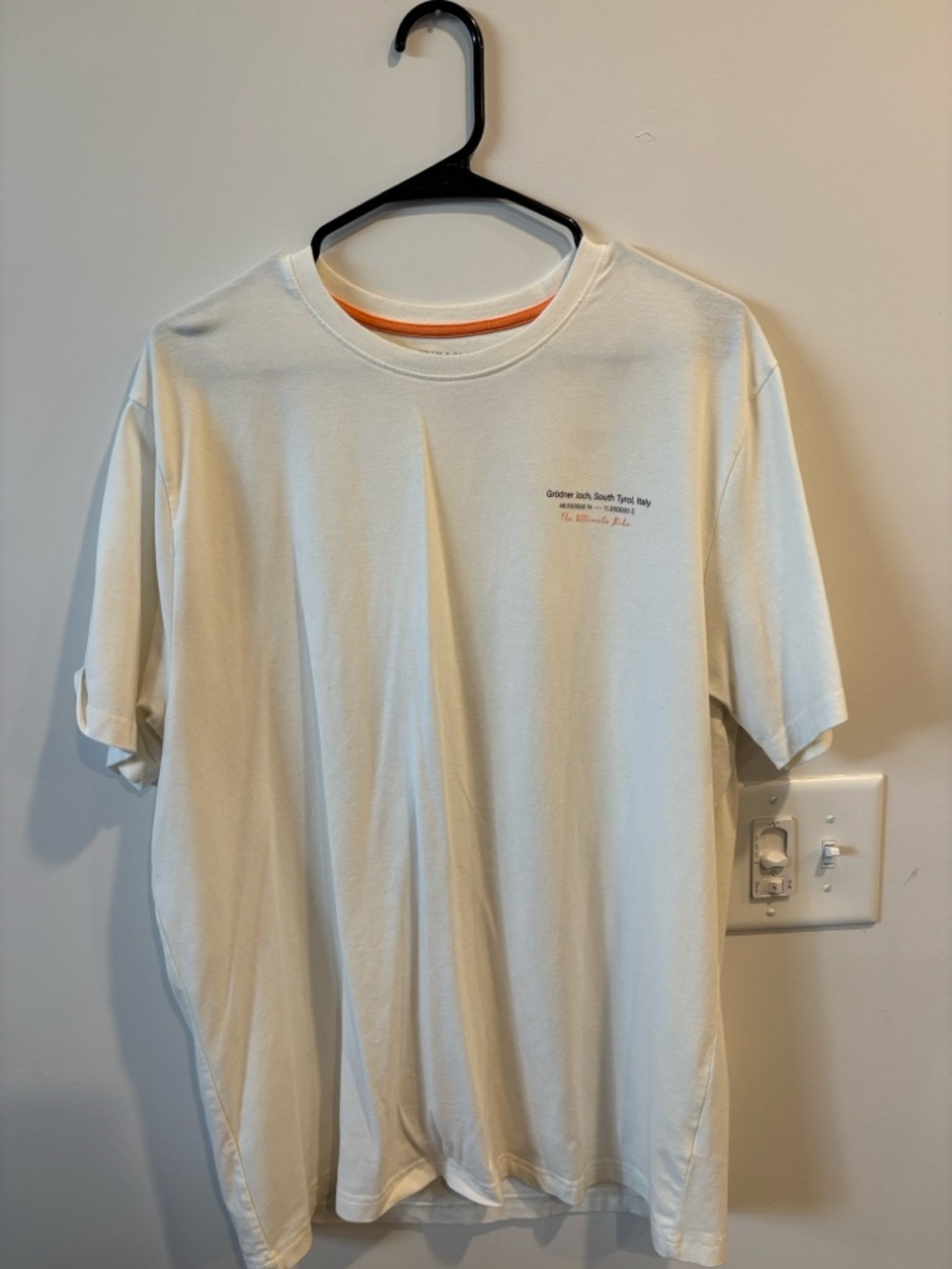 Denim & Flower Cream Short-Sleeve Crewneck Tee with Small Chest Text